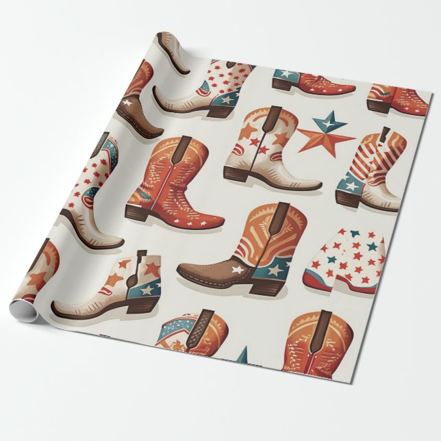 Cowboy boots pattern wrapping paper (Unrolled)