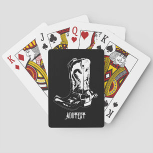 Cowboy boots playing cards