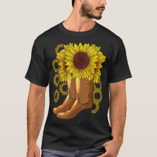 Cowboy Boots Rodeo Riding Women Florist Gift Sunfl T-Shirt