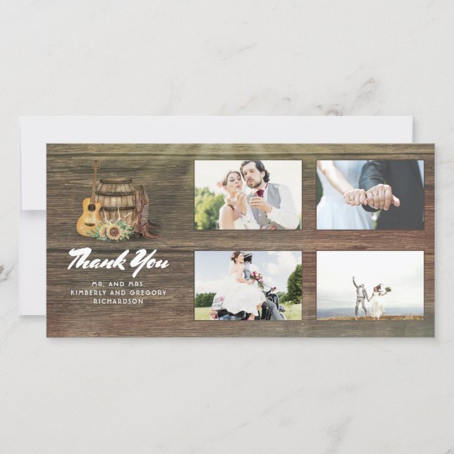 Cowboy Boots Rustic Country Thank You Wedding (Front)