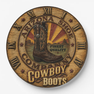 Cowboy Boots Rustic Western Ranch Paper Plate