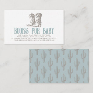 Cowboy Boots Shower Boy Blue Books for Baby Enclosure Card