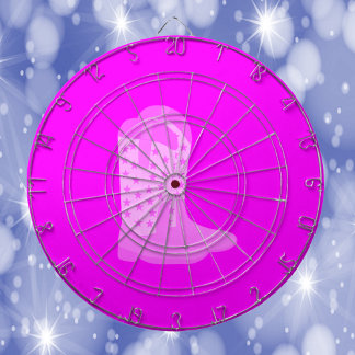 Cowboy Boots Stars Pink Background Dartboard