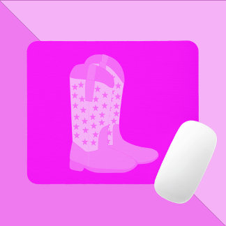 Cowboy Boots Stars Pink Background Mouse Mat
