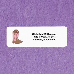 Cowboy Boots Stars Pink Personalise Return Address