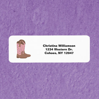 Cowboy Boots Stars Pink Personalise Return Address