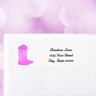 Cowboy Boots Stars Pink Personalize Return Address