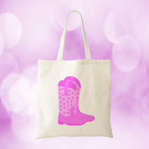 Cowboy Boots Stars Pink Tote Bag