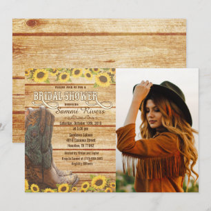 Cowboy Boots Sunflower Bridal Shower Invitation