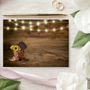 Cowboy Boots Sunflower Country Western Wedding Envelope