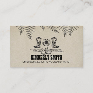 Cowboy Boots Sunflower Horseshoes Rustic Country Business Card