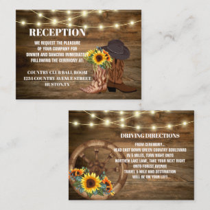Cowboy Boots Sunflower Western Wedding Direction Enclosure Card