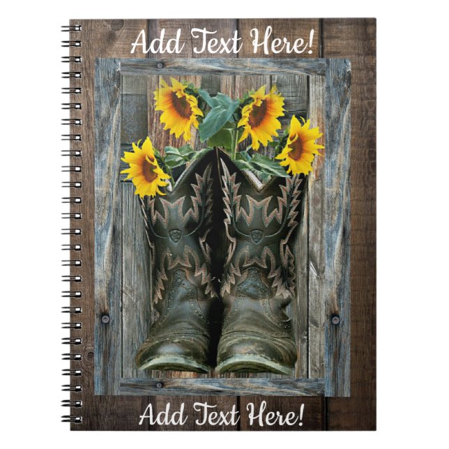 Cowboy Boots Sunflowers Notebook (Front)
