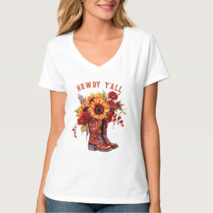 Cowboy Boots T-Shirt, howdy y'all Boots sunflower T-Shirt
