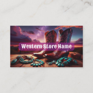 Cowboy Boots, Turquoise Jewellery in Desert (Purpl Business Card