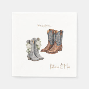 Cowboy Boots We said Yes Wedding Cocktail Napkin