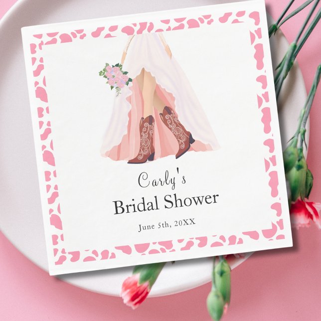 Cowboy Boots & Wedding Dress Bridal Shower Napkin (Creator Uploaded)