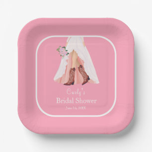 Cowboy Boots & Wedding Dress Bridal Shower Paper Plate