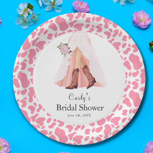 Cowboy Boots & Wedding Dress Bridal Shower Paper Plate