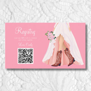 Cowboy Boots & Wedding Dress QR Code Bridal Shower Enclosure Card