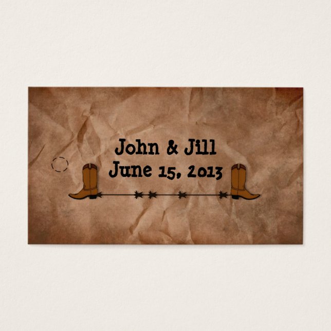 Cowboy Boots Wedding Favour Hang Tag (Front)
