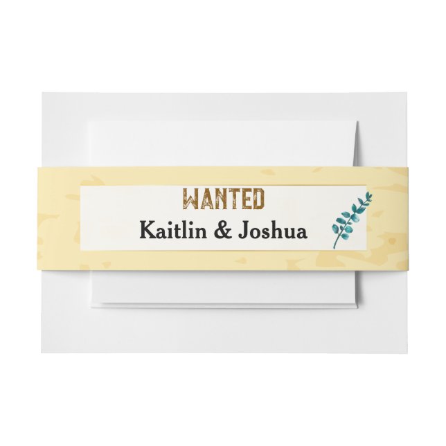 Cowboy Boots Wedding 🤠 Rustic Western Monogram Invitation Belly Band (Front Example)