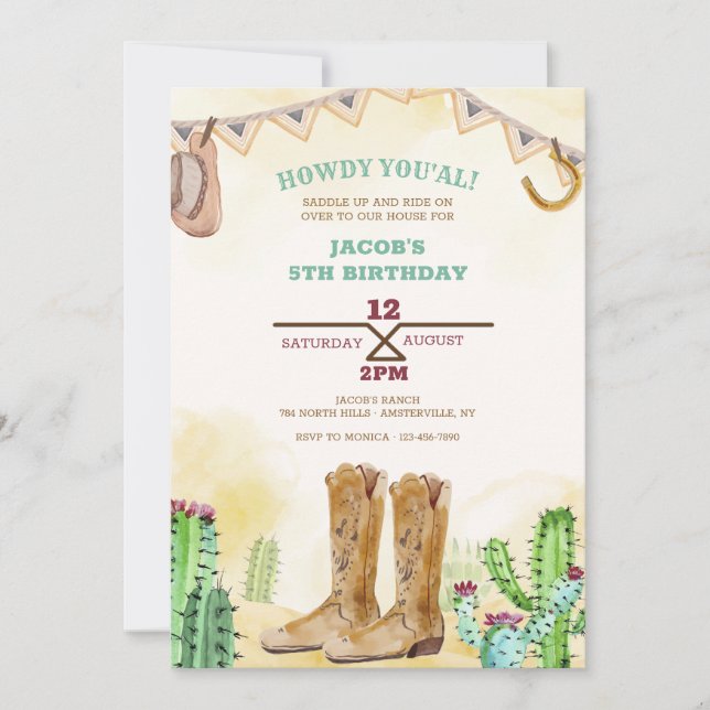 Cowboy Boots Wester Invitation (Front)