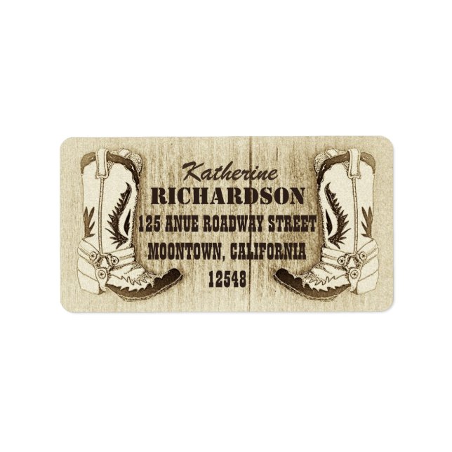 cowboy boots western address labels (Front)