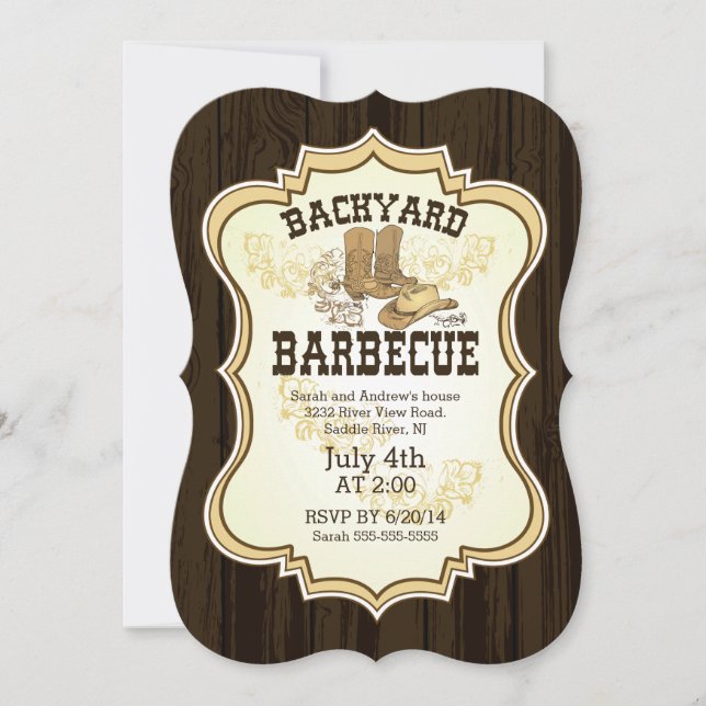 Cowboy Boots Western Backyard Barbecue Invitation (Front)