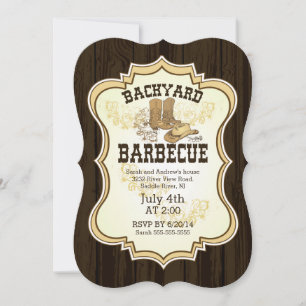Cowboy Boots Western Backyard Barbecue Invitation