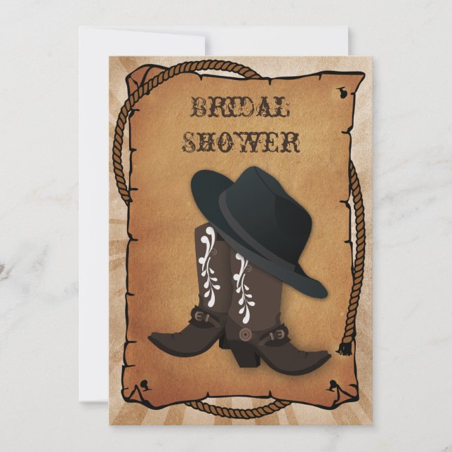 cowboy boots western Bridal shower Invitation (Front)