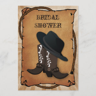 cowboy boots western Bridal shower Invitation
