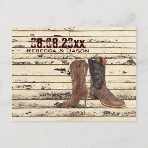 Cowboy Boots Western country Wedding save the date Announcement Postcard