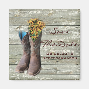 cowboy boots western country wedding save the date magnet