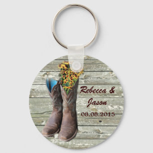 cowboy boots western country wedding thank you key ring