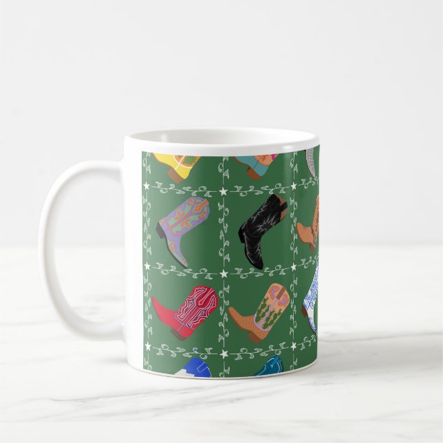 Cowboy Boots Western Fun Colourful Printed Mug (Left)