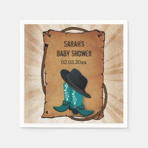 cowboy boots western personalised party napkins