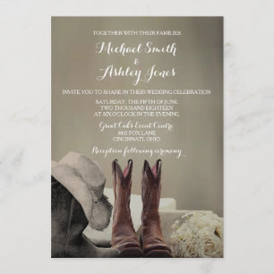 Cowboy Boots Western Rustic Wedding Invitations