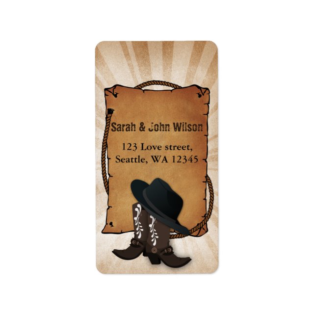 cowboy boots western theme address label (Front)