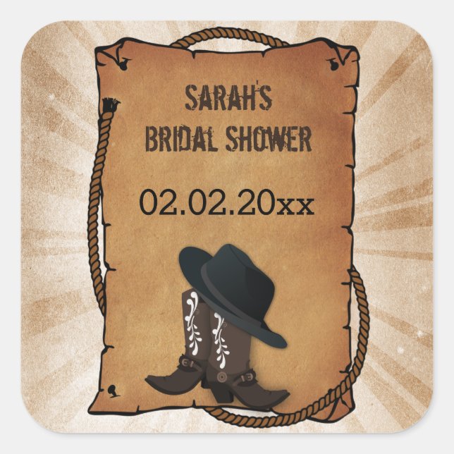 cowboy boots western theme Personalised stickers (Front)