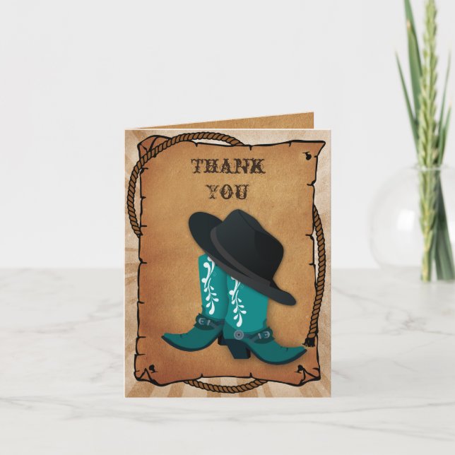 cowboy boots western Theme Thank you Card (Front)