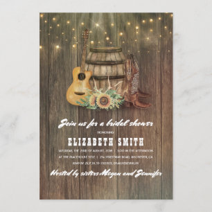 Cowboy Boots Wine Barrel Country Bridal Shower Invitation