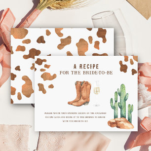 Cowboy bridal shower Recipe for the bride to be Enclosure Card