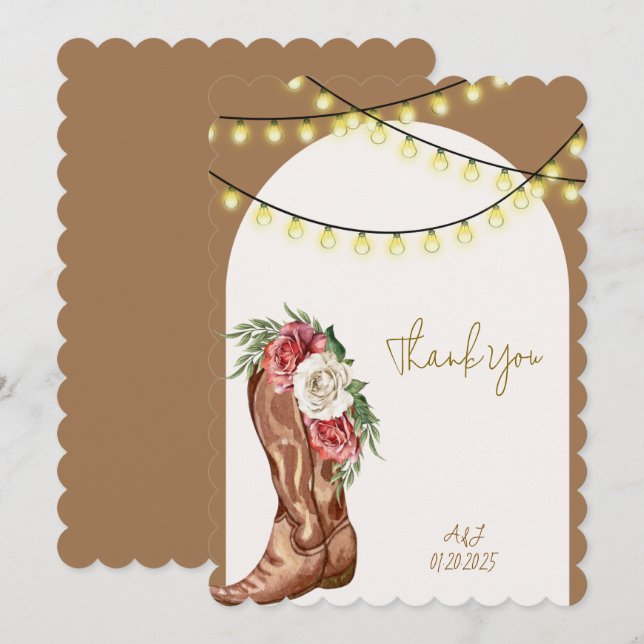 cowboy bridal shower thank you card (Front/Back)