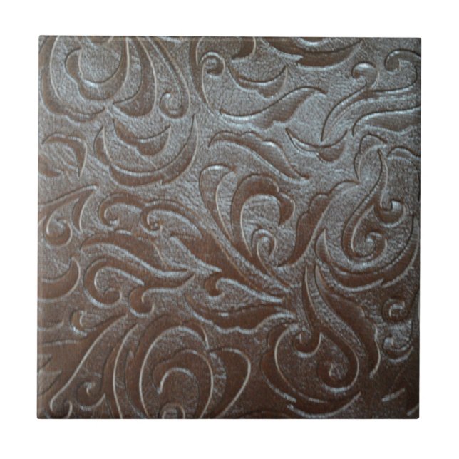 Cowboy brown  western country leather pattern tile (Front)