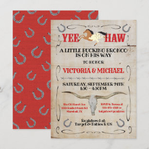 Cowboy Bucking Bronco Couples Baby Shower Invitation