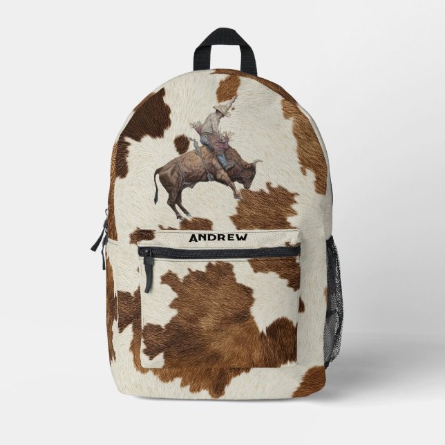 Cowboy Bull Rider Boys Backpack | Western Rodeo  (Front)