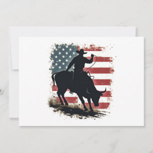 Cowboy Bull Rider Patriotic American Flag Cowboys Invitation