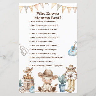 Cowboy Cactus Baby Shower Who Knows Mummy Best