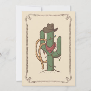 Cowboy Cactus Illustration Holiday Card